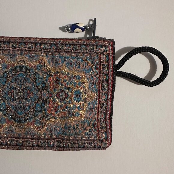 Cyprus Tapestry-Inspired Coin Purse With Evil Eye Zipper Pull & Wrist Strap - Picture 9 of 9